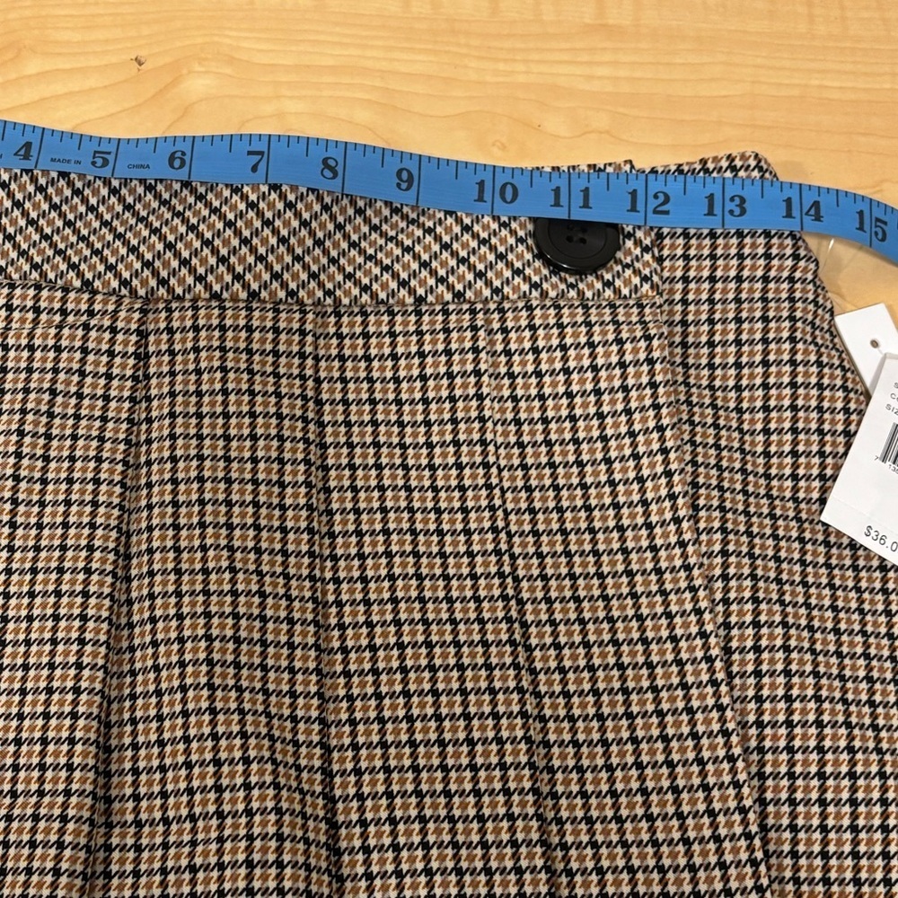 NWT Joe B by Joe Benbasset Tan Black Houndstooth Pleated Mini Skirt Size Small - Picture 9 of 9